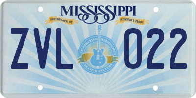 MS license plate ZVL022