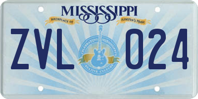 MS license plate ZVL024