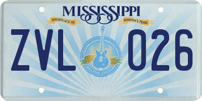 MS license plate ZVL026