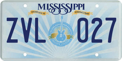 MS license plate ZVL027