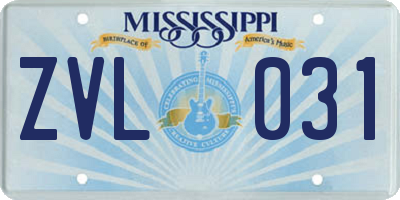 MS license plate ZVL031