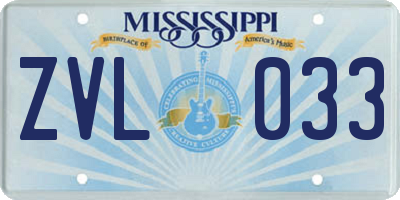MS license plate ZVL033