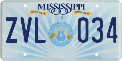 MS license plate ZVL034