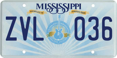 MS license plate ZVL036