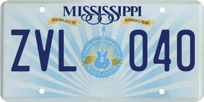 MS license plate ZVL040