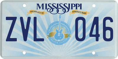 MS license plate ZVL046