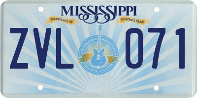 MS license plate ZVL071