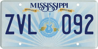 MS license plate ZVL092