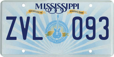 MS license plate ZVL093