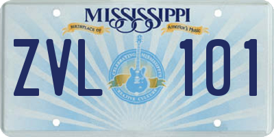 MS license plate ZVL101