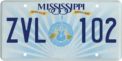MS license plate ZVL102