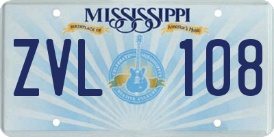 MS license plate ZVL108