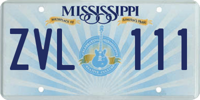 MS license plate ZVL111