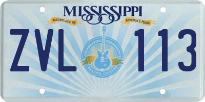 MS license plate ZVL113