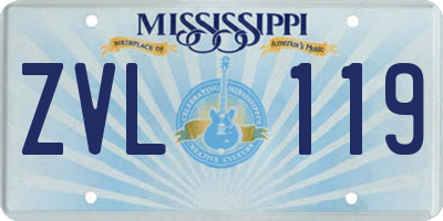 MS license plate ZVL119