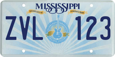 MS license plate ZVL123