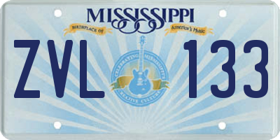 MS license plate ZVL133