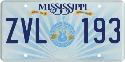 MS license plate ZVL193