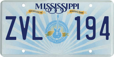 MS license plate ZVL194