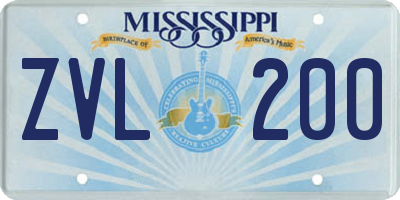 MS license plate ZVL200