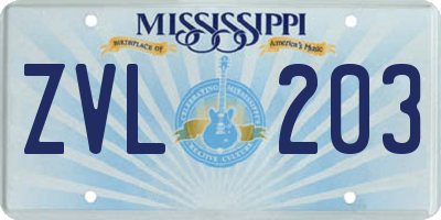 MS license plate ZVL203