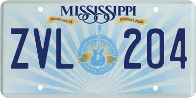 MS license plate ZVL204