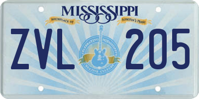 MS license plate ZVL205