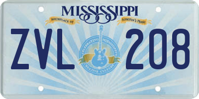 MS license plate ZVL208