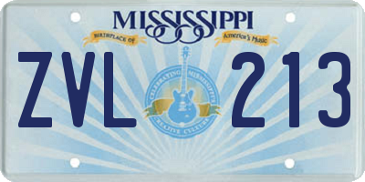 MS license plate ZVL213