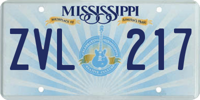 MS license plate ZVL217