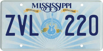 MS license plate ZVL220