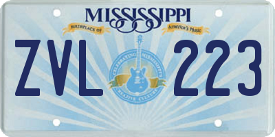 MS license plate ZVL223