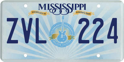 MS license plate ZVL224