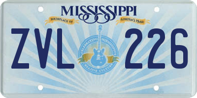 MS license plate ZVL226