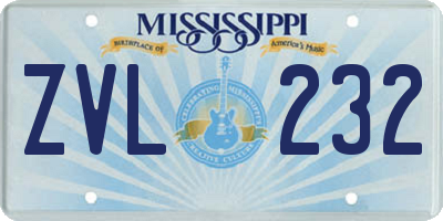 MS license plate ZVL232