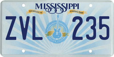 MS license plate ZVL235