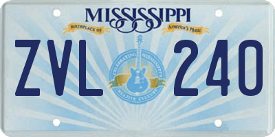 MS license plate ZVL240