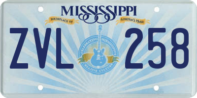 MS license plate ZVL258