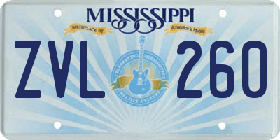 MS license plate ZVL260