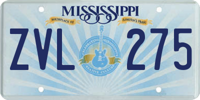 MS license plate ZVL275