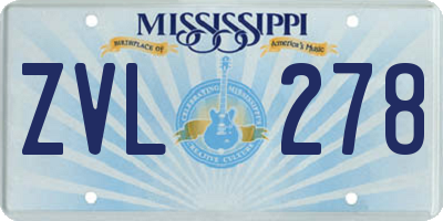 MS license plate ZVL278