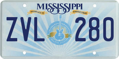 MS license plate ZVL280
