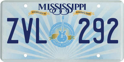 MS license plate ZVL292