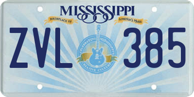 MS license plate ZVL385