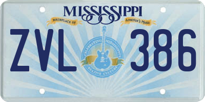 MS license plate ZVL386