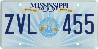 MS license plate ZVL455