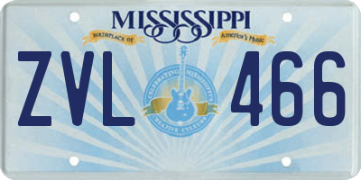 MS license plate ZVL466