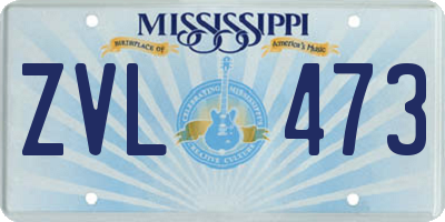 MS license plate ZVL473