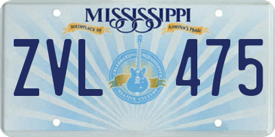 MS license plate ZVL475