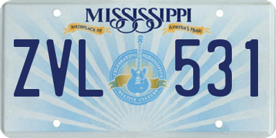 MS license plate ZVL531